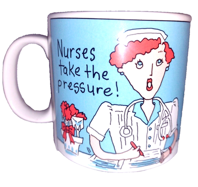 #ad Vintage Rare 1990 Nurses take the pressure Cartoon Coffee Mug 12 Fl Oz $17.45