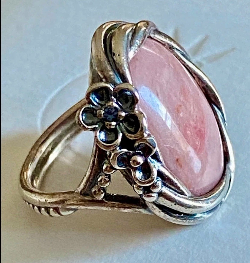 Pandora Wanda's Garden Oval Rhodonite Flower Ring Size 52 RARE! 190847RNI Wanda - Imagen 4 de 4