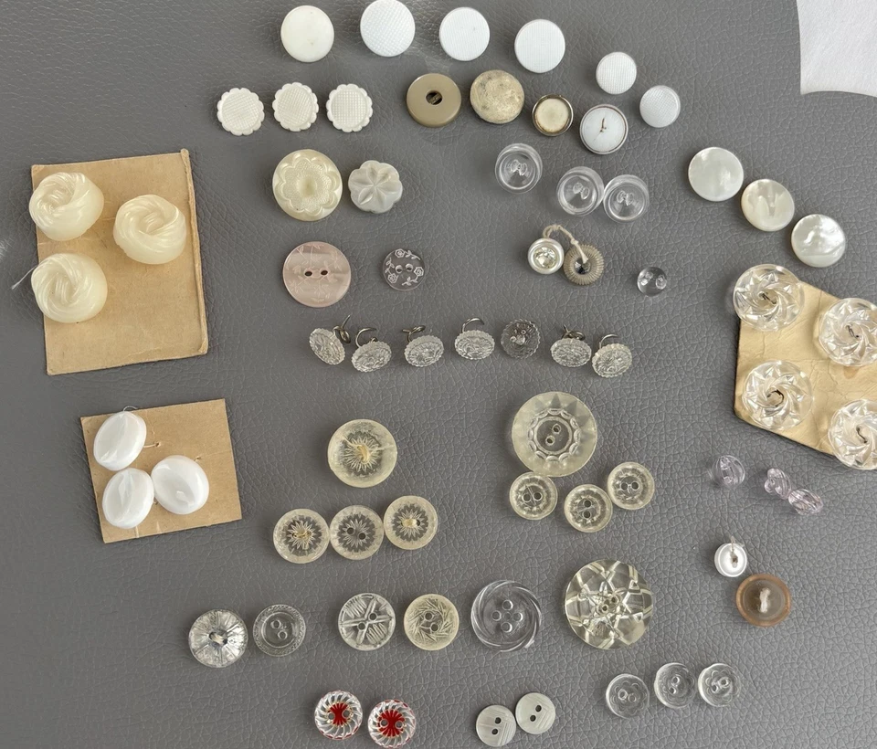 Vintage Glass Lucite Celluloid Button Lot ~ 69  Mixed Styles 1930’s-50’s - Image 2 of 4