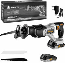 20V Cordless Reciprocating Saw Kit 2.0Ah Battery 2 Blades LED 3200SPM Wood