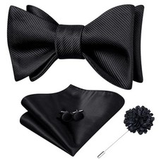 Self Tie Bow Ties and Lapel Pin for Men Paisley Solid Mens Bowtie and Blacks