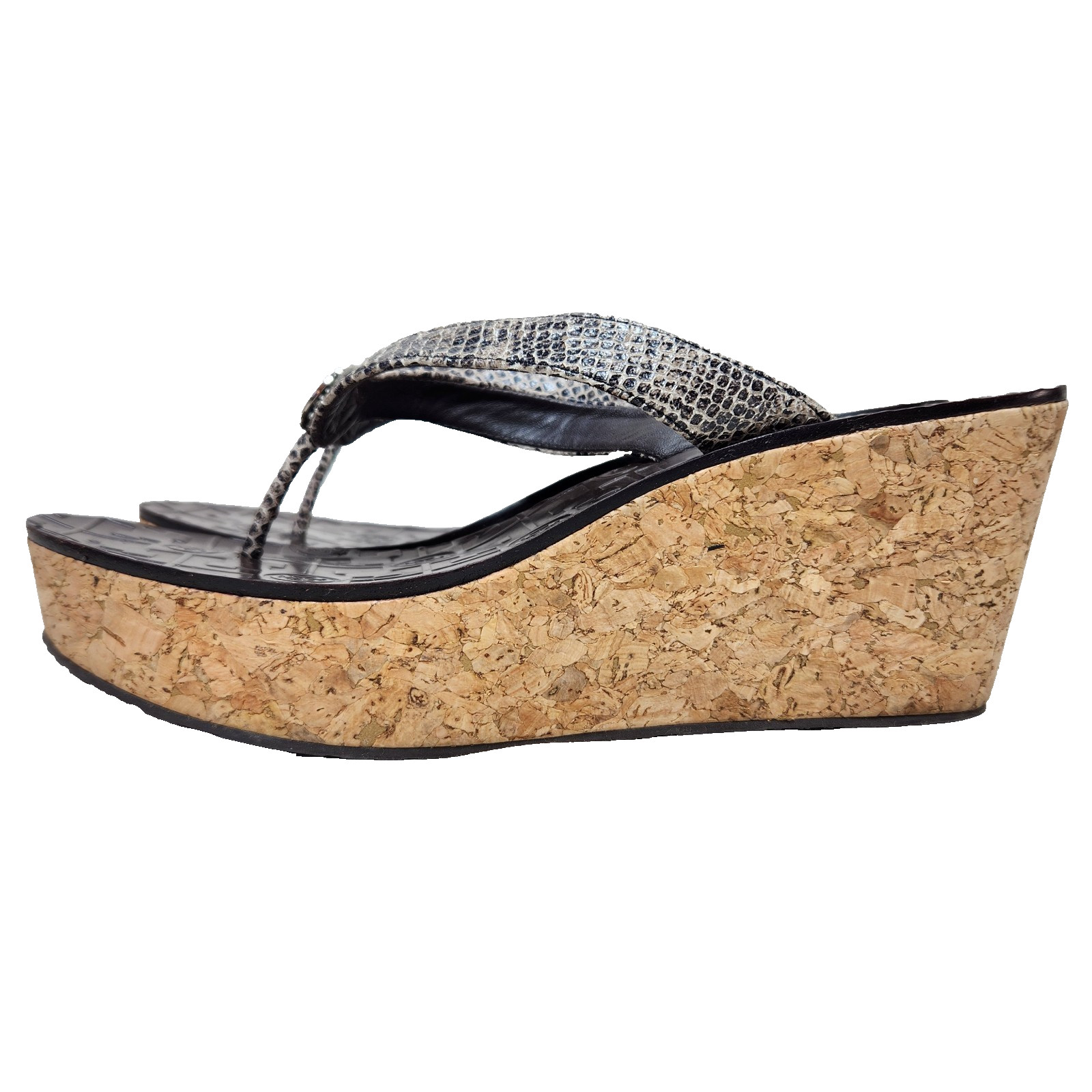 TORY BURCH Python Platform Wedge Logo Thong Sanda… - image 6