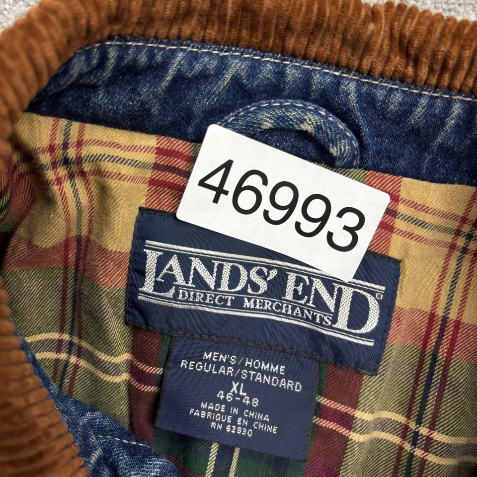 Lands End Jacket Adult X Large Blue Hunting Denim Barn Chore Corduroy Lined Men - Image 4 of 4