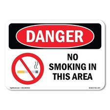 No Smoking In This Area ANSI Danger Sign Metal Plastic Decal