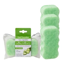 Spongeables Body Wash in a 20+ Wash Sponge, Cool Cucumber, 3 Count