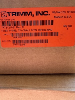Trimm, Inc. Fuse Panel TFA Wall Mount 10 Position Zinc Finish MPN 7473121031