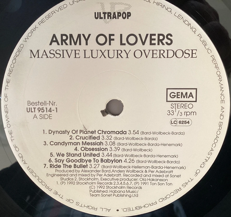 Army Of Lovers – Massive Luxury Overdose, Ultrapop – ULT 9514-1, D´92, Electron. - Bild 3 von 3