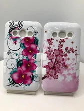 For Samsung Galaxy AVANT Hybrid Hard Case with Flower designs (G386T)