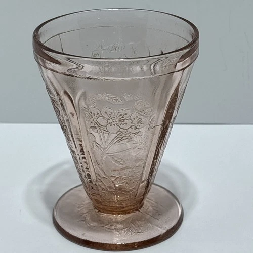 Jeannette PINK Depression Glass CHERRY BLOSSOM Low Footed 4 Oz TUMBLER 1930’s