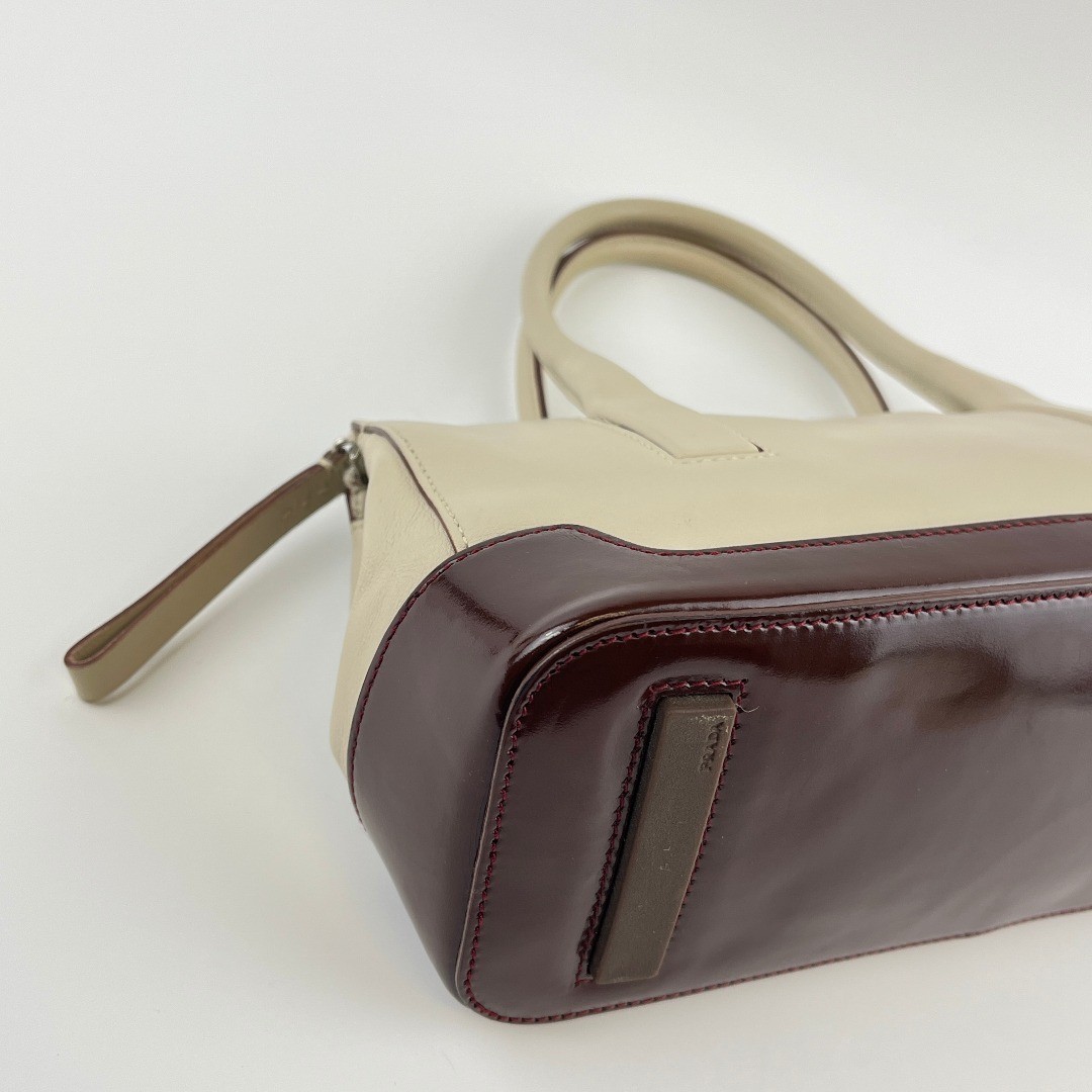 Used PRADA Handbag Tote Bag Brown Beige Leather Vintage Ladies Used Good Conditi thumbnail 8