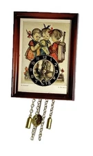 Vintage Linden West Germany Hummel Style Mini Wall Clock With Chains Weights Box