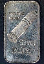 1 Ounce Silver Bar .999 Fine - Silver Bullet - STOCK 104.00 per troy oz