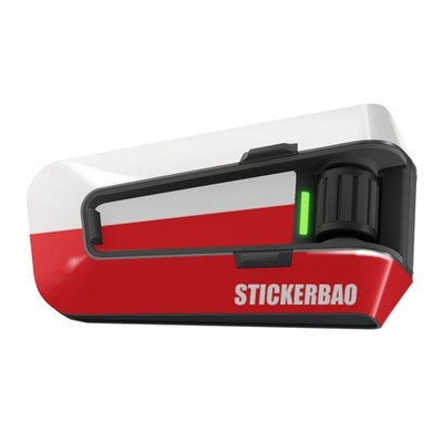 Glossy Protective Vinyl Stickers 2 pcs White Red For Cardo Packtalk Edge