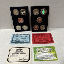 2007 Gold Plated State Quarters-Holo Two 5-Coin Sets IN COIN CAPSULES NEW!