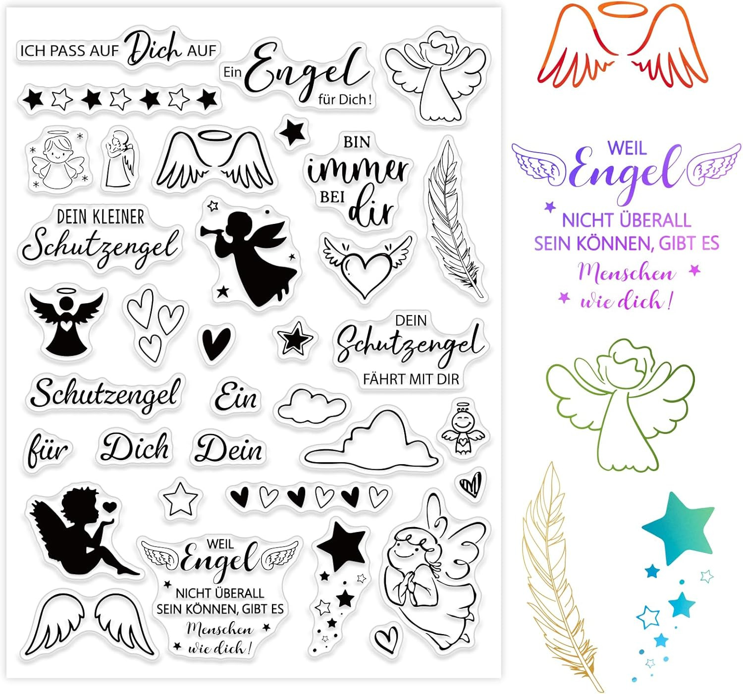 Silikonstempel Schutzengel Clear Stamps Engel Taufe Transparente