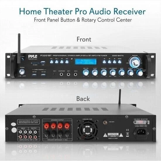 Pyle Multi Channel Bluetooth Preamplifier Receiver, Pro Audio, 3000 Watt P3201BT - Image 3 of 4