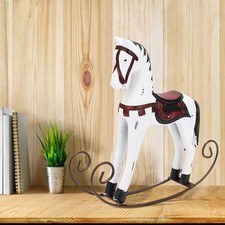 Handmade Wooden Rocking Horse Carved Painted Kids Toy Gift Table Decoration NEW