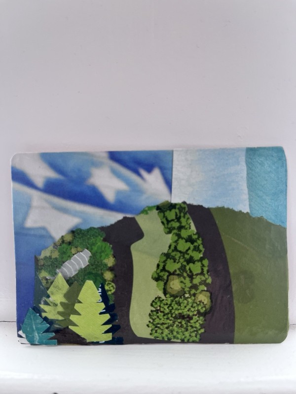 ACEO Art Card Original, Signed “Two Paths” Series 3, Mixed Media collage 