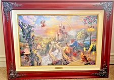 THOMAS KINKADE - BEAUTY & BEAST FALLING IN LOVE 18"X27" S/N #469 / 1155 - SIGNED