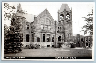 #ad c1950#x27;s Williams Library Beaver Dam Wisconsin WI RPPC Photo Vintage Postcard $14.98