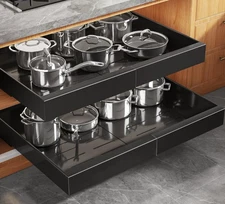 2 Pack Expandable (15.1"-26.3") Pull Out Cabinet Organizer 21" Deep With Rais...