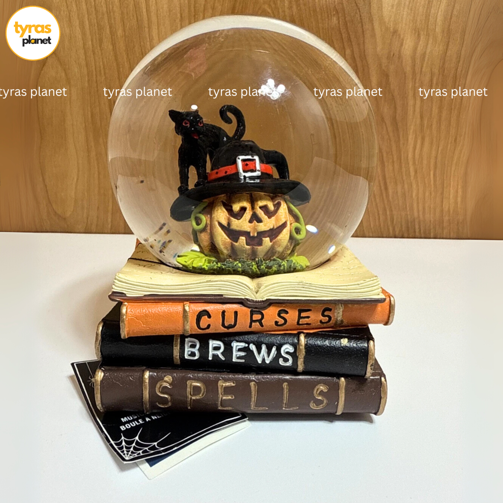 Martha Stewart Musical Globe Halloween Jackolantern Witch Hat Black Cat Books