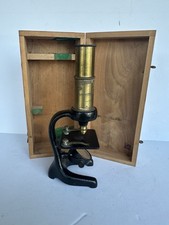 Vintage unbranded cast iron Microscope Germany Brass Black Microskope