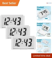 Mini Digital Clock 3 Pack Waterproof Small Stick-On Battery Operated Car Dash...