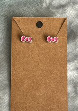 Sanrio Hello Kitty Character Pink Bow Earrings