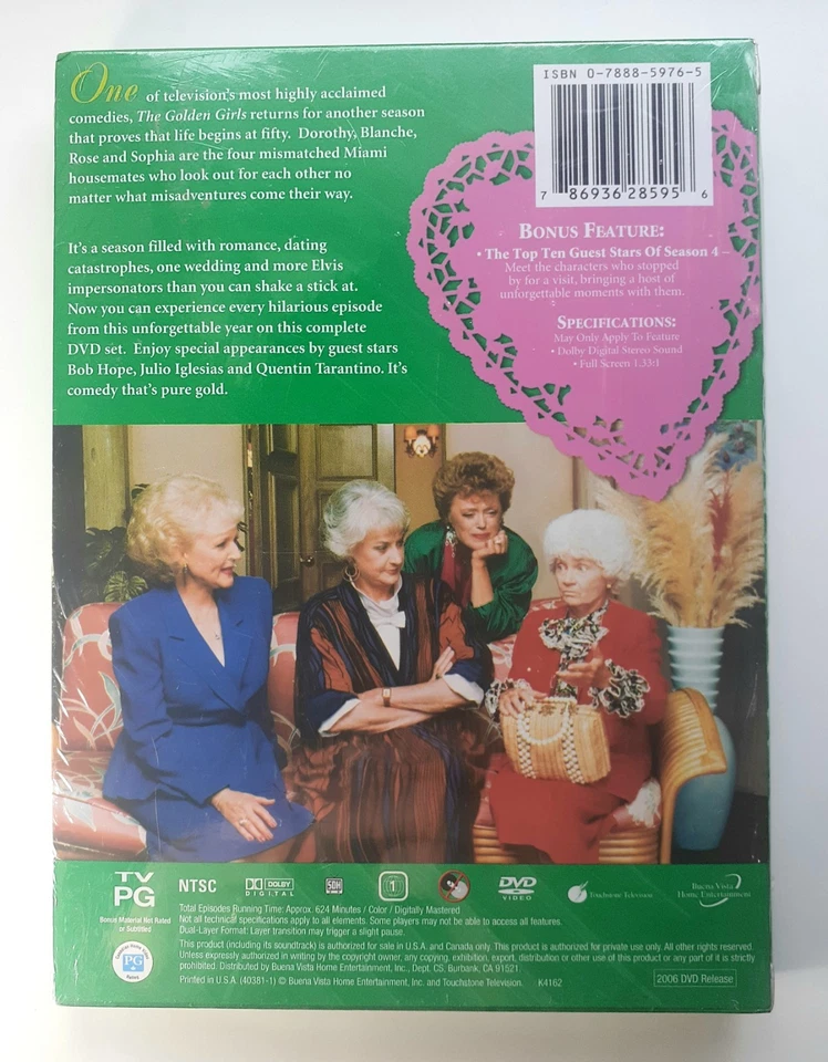 The Golden Girls _ The Complete Fourth Season 4 _ DVD  _ 2006 _ NEW  - Image 2 of 2