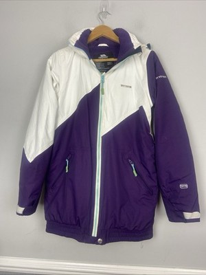 Trespass TP75 Waterproof Jacket Size Small White Purple Tres-tex Hooded