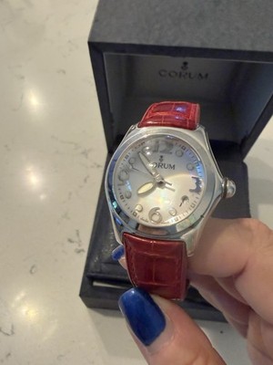 Corum Bubble 39.150.20 Women s Watch 2 Red Alligator Straps Full Set Box Papers