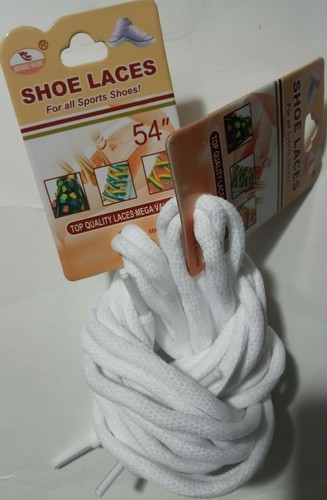 2 Pair Of Round Boot Laces Heavy Duty Sneakers, Work Hiking Boots Color White.