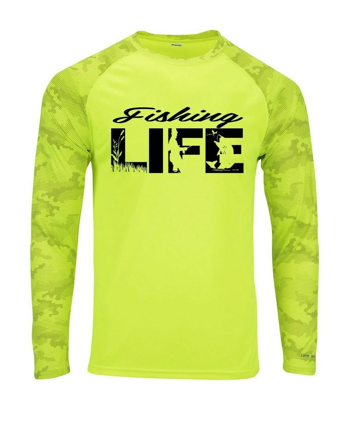 Fishing Life Lake Boat Camo Camouflage Long Sleeve UPF 50 T-Shirt UV Protection