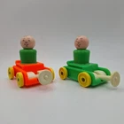 Vintage Fisher Price Little People Car Set Orange Green Figures Classic Toys