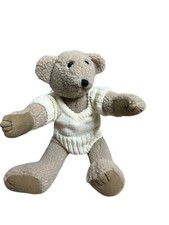 Teddy Bear Plush Movable Legs 16" Knit Sweater Brown Tan Sitting Stuffed Animal