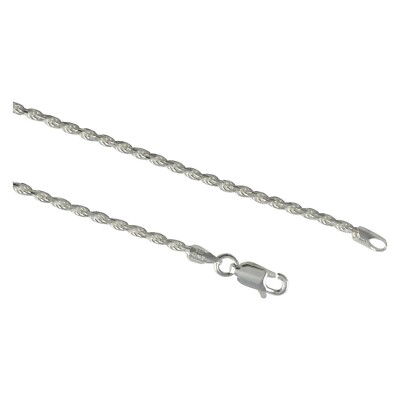 20'' 2mm Diamond Cut DC Rope 925 Solid Sterling Silver Neck Chain Necklace
