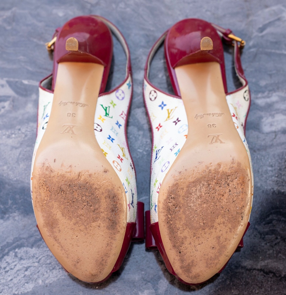 LOUIS VUITTON Vintage Monogram Multicolor Sandals Leather Rank AB