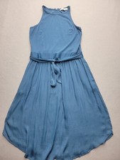 Loft Women Dress 10 Blue Sheath Sleeveless Midi Rayon Blend Casual Party