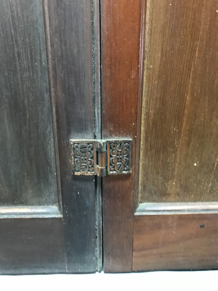 Single Antique Chestnut 16x37 Louvered Bi Fold Interior Shutter Old 453-24B - Image 3 of 4