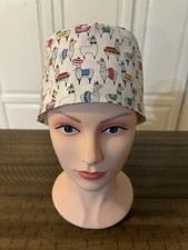 Scrub or Chef Hat Medical Nursing Chemo Skull Cap Easter Lama Fabric