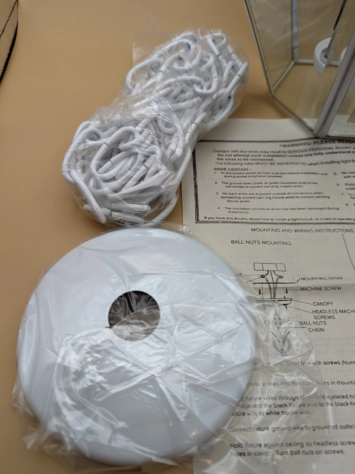 Pronóstico Lightolier Colgante Biselado 12 Paneles Vidrio Entrada Luz Metal Blanco Foto 4 de 4