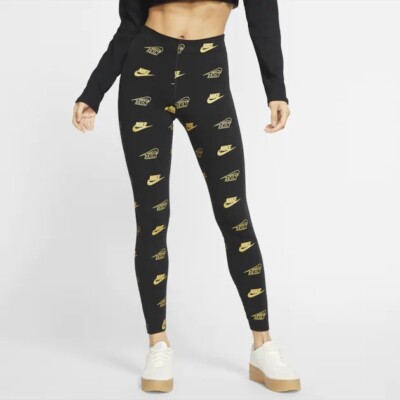 gold and black nike tights