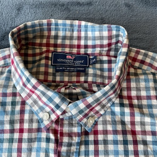 Vineyard Vines langärmliges kariertes Herrenhemd mit Knopfleiste und Kragen 2XL - Bild 3 von 14