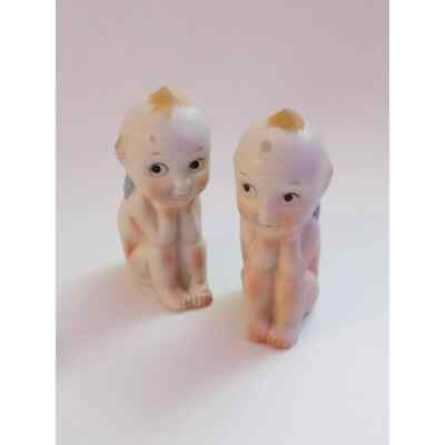Vintage Kewpie Dolls Sitting Thinking Set of 2 Ceramic Figured (4e)