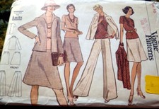 LOVELY VTG 1970s JACKET, OVERBLOUSE, SKIRT, PANTS Sewing Pattern 16/38