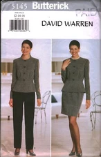 5145 Vintage Butterick Sewing Pattern Misses Jacket Skirt Pants David Warren OOP