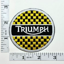 Embroidered Patch - British Motorcycles - Black & Gold - NEW - Iron-on - Triumph