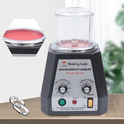 Mini Magnetic Tumbler 100mm Jewelry Polisher Finisher Machine Time Control USA