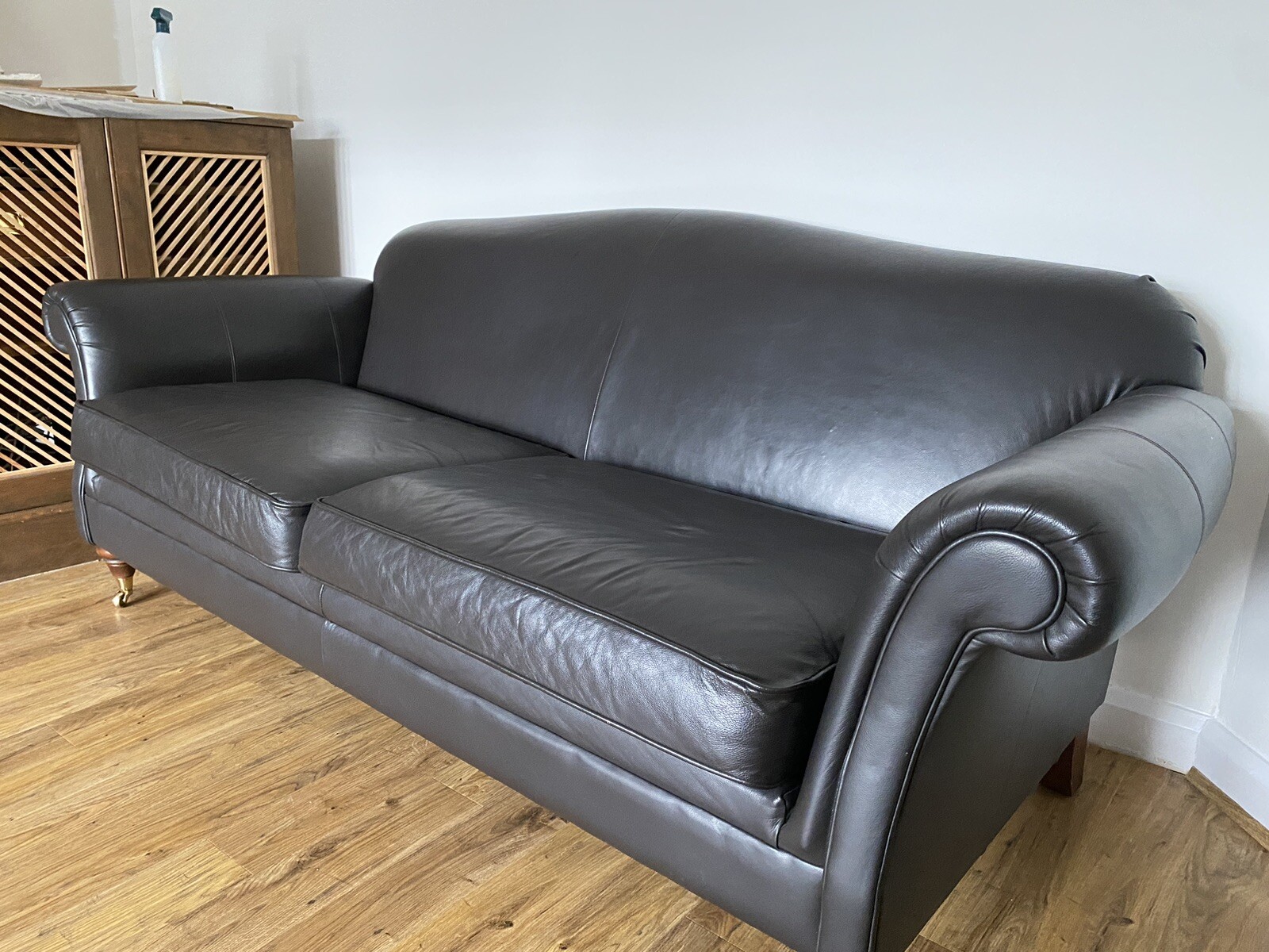 used 3 seater dark brown leather sofa eBay
